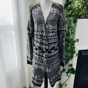 Maurices Black & Gray Soft Cozy Aztec Southwestern Long Cardigan Sweater - XXL